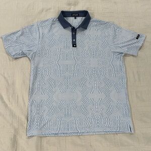 Bad Birdie Light Blue Patterned Polo Shirt